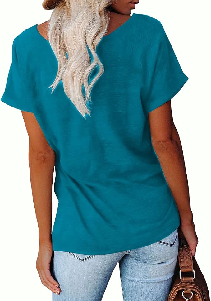 NIUBIA Women's T Shirts Summer Tops Simple Heart Graphic Shirts Sayings Short Sleeve Vacation Casual Blouse Thankful Tee