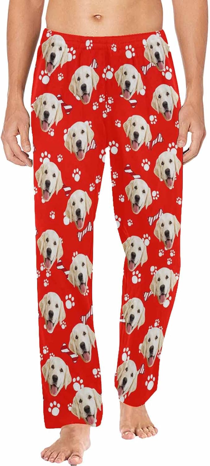 MyPupSocks Custom Pet Face Pajamas Pants Photo Pajama Bottoms for Men S-XXL
