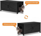 Homhedy 39.4" L Cat Litter Box Enclosure, Pet House with Barn Door, Wooden Cat Washroom Furniture,Fit Most of Litter Box, Black