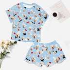 Custom Short Pajamas Set with Face Photo Women‘s Sleepwear Tee Personalized PJ Short Loungewear Set fot Her