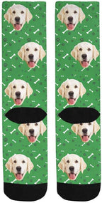 MyPupSocks Custom Personalized Photo Pet Face Socks, Cat and Dog Tracks Paws Bones Crew Socks with Picture for Men Women