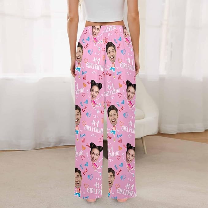 Artsadd Personalized Christmas Pajama Pants Socks for Men Custom Photo Pajama Bottoms for Men S-XXL