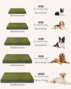 KSIIA Orthopedic Dog Bed Crate Waterproof Pet Mats for Medium Dogs Deluxe Plush Washable Pet Bed with Egg Crate Foam & Removable Cover, 29 x 18 Inch, Green