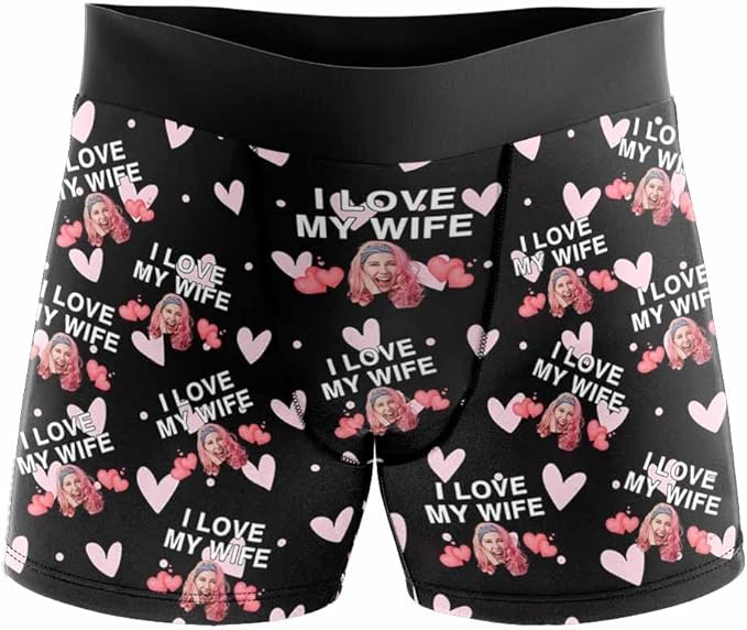 M YESCUSTOM Custom Faces Funny Short Briefs Gift for Husband Underwear