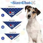 GreenJoy Cute Plaid Dog Bandana – Washable Pet Triangle Scarf for Small, Medium, Large Dogs and Cats, Adjustable Pet Accessory for Birthday, Wedding and Christmas (Blue (Mom), Small)
