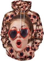 Artsadd Custom Face Unisex athletic Pockets Sweatshirt Loose Hoodie Custom Christmas Long Sleeve Sweatshirt Hooded Pullover