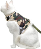 Cat Harness and Leash Set for Walking Escape Proof, Adjustable Cat Vest Harness, Padded Stylish Cat Walking Jackets, Camo Green, Small