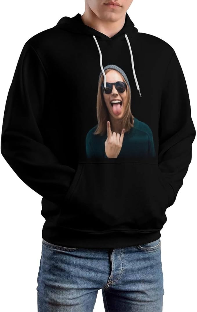 Artsadd Custom Face Unisex athletic Pockets Sweatshirt Loose Hoodie Custom Christmas Long Sleeve Sweatshirt Hooded Pullover