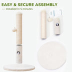 Cat Scratching Post for Kitten, 23in Tall Cute Small Cat Scratching Post with Premium Sisal Rope and Dangling Cat Toy Balls (White