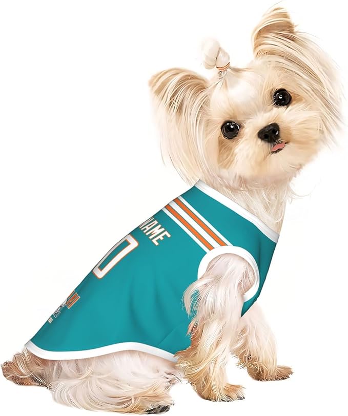Miami Dog Clothes Jersey Pet Jersey Customized Any Name & Number S-5XL for Small Middle and Big Dogs