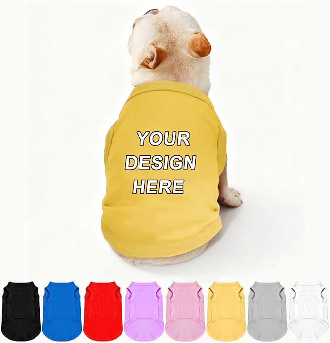 Personalized Dog Shirt Custom Pet T Shirts for Small Large Dogs Customized Puppy Clothes with Name Logo Picture Breathable Pets Sleeveless Vest Apparel Gifts, Yellow, XXL