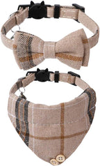 Faleela Breakaway Cat Collar with Bells - 2 Pack Cat Collar with Bells, Cat Collars with Bandana, Accessories for Pet Collars, Adjustable for Cats and Small Dogs