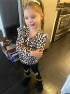 Little Girls Unicorn Outfits 2 Piece Kids Ruffle Sleeve Sweatshirt + Leggings Fall Leopard Clothing Sets 2-10 Years Old