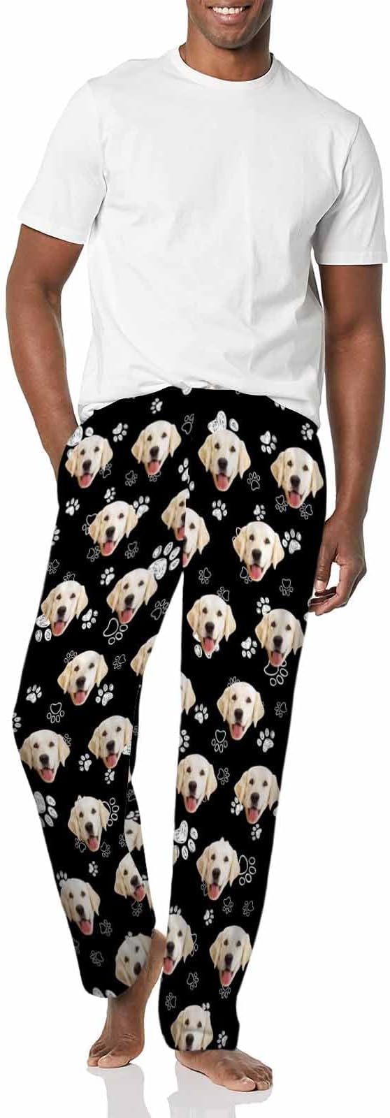 MyPupSocks Custom Pajama Pants for Pet Lover, Personalized Photo Face Printed Pajama Bottoms Sleepwear with Pockets