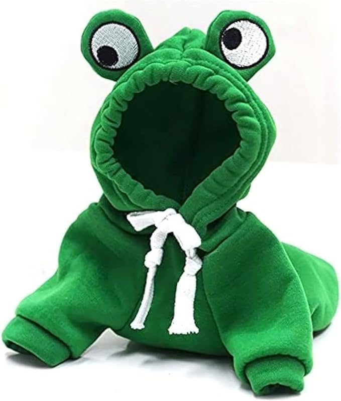 Dog Hoodies Clothes Autumn Winter Sweatshirts Teddy Bulldog Bulldog Clothing Can Transform Into Frog Elk Mouse (Green Frog,S)