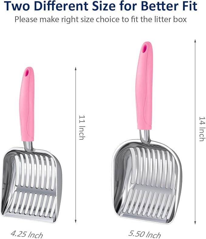 WePet Cat Litter Scoop, Aluminum Alloy Sifter, Kitty Metal Scooper, Deep Shovel, Long Handle, Poop Sifting, Kitten Pooper Lifter, Durable, Heavy Duty, for Litter Box
