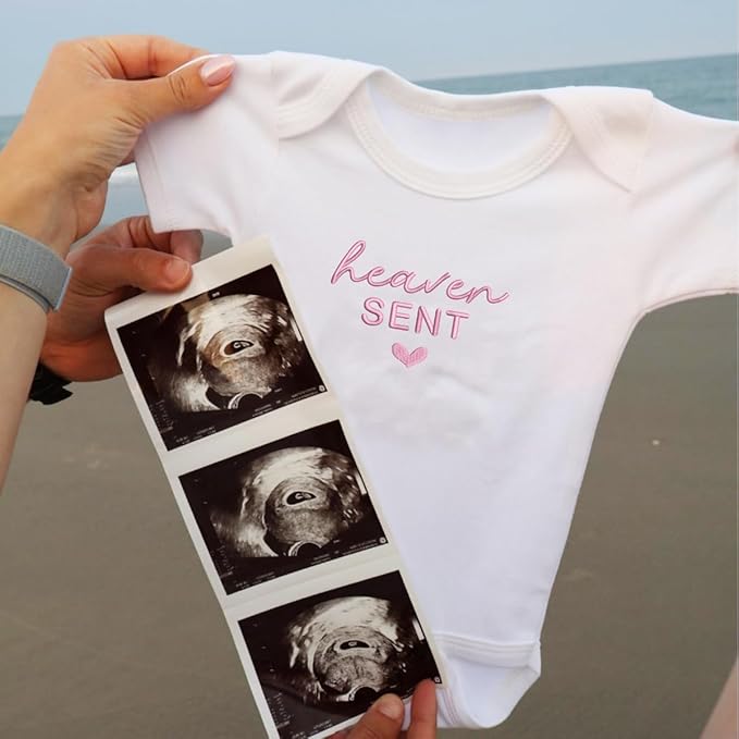 COUPLEHOODIES Personalized Baby Onesie Bodysuit – Custom Embroidery Gift for Pregnancy Reveal Baby Shower or First Grandchild