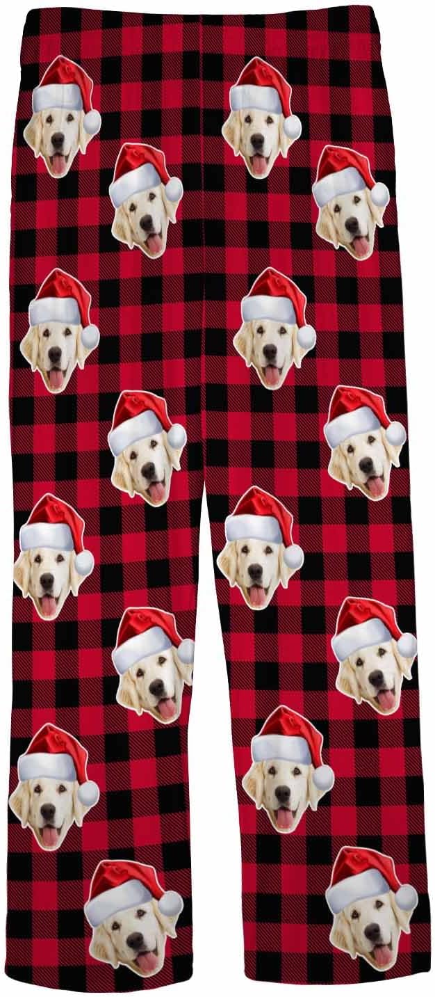 MyPupSocks Custom Pajama Pants for Pet Lover, Personalized Photo Face Printed Pajama Bottoms Sleepwear with Pockets