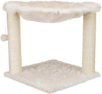 TRIXIE Baza XXL Cat Scratching Posts, Indoor Cat Furniture with Plush Hammock, Jute Scratcher Posts and Dangling Toy Ball, 18.1" L x 18.1" W x 19.7" H, Cream