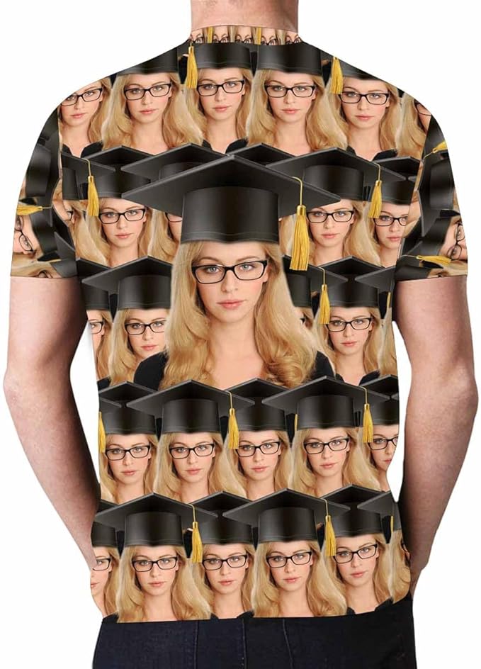 M YESCUSTOM Custom Funny Tshirts for Men Women Personalized Face Tshirt with Picture Customized Tee Gift for Dad Mom Husband