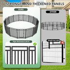 Dog Playpen Dog Fence Outdoor for Yard 47" H with 8 Panels Sturdy Portable Puppy Playpen for Indoor Outdoor RV Camping Use - Black Silver