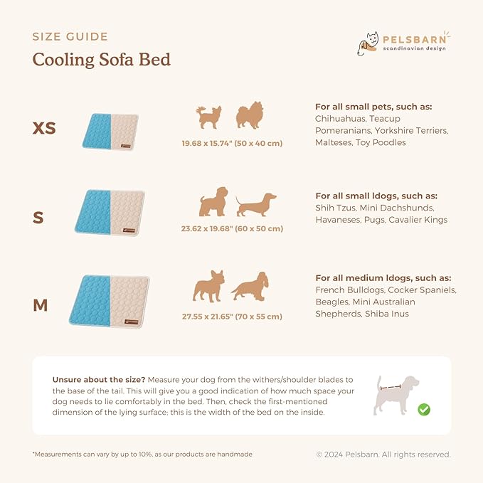 Pelsbarn Dog Cooling Mat- Ice Silk Summer Comfort, Self Cooling, Non-Slip Dog Pad, Durable & Washable, Mat for Medium Dogs 19"" x 25"", Support Shelter Dogs with Every Purchase (Blue)