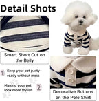 MANON ROSA Dog Clothes, Designer Boy Polo Shirt for Small Medium Dogs, Soft Puppy Outfit, Breathable Male Yorkie Chihuahua Shih Tzu Poodle Kitten Cat T-Shirt, Birthday Gifts - Blue, XS, Fit 1.1-3.3lbs