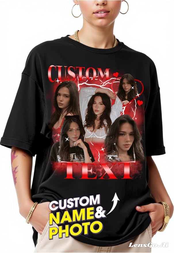 NAZENTI Custom Valentine Shirt Gifts for Boyfriend, Customized Bootleg Rap Tee