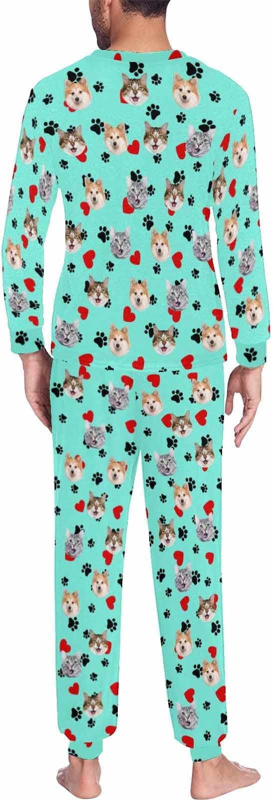 Artsadd Personalized Pajamas with Faces for Women Men Custom Christmas Pajamas Gifts for Family Couple, Funny Photo Pjs