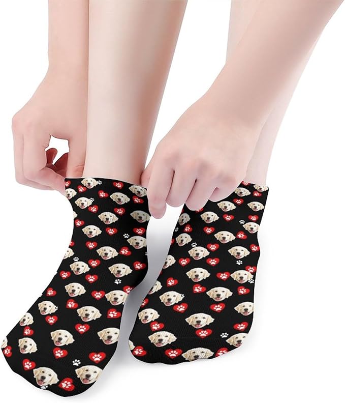 Personalized Ankle Socks with Face Custom Photo Socks Low Cut Ankle Socks Athletic Socks Valentine's Day Gifts for Women Men
