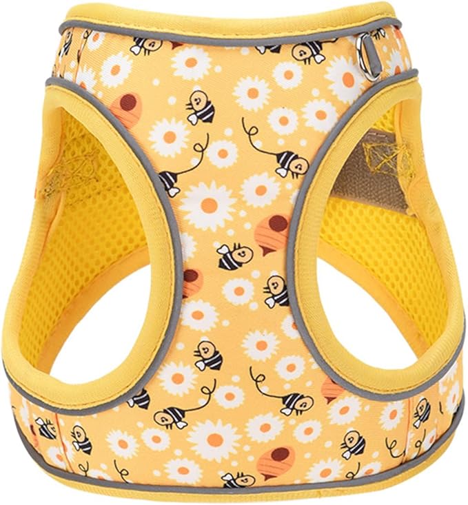 Step in Dog Harness No Pull Honeybee Adjustable Soft Mesh Padded Reflective Pet Vest Harness and Leash Set for Small Medium Dogs