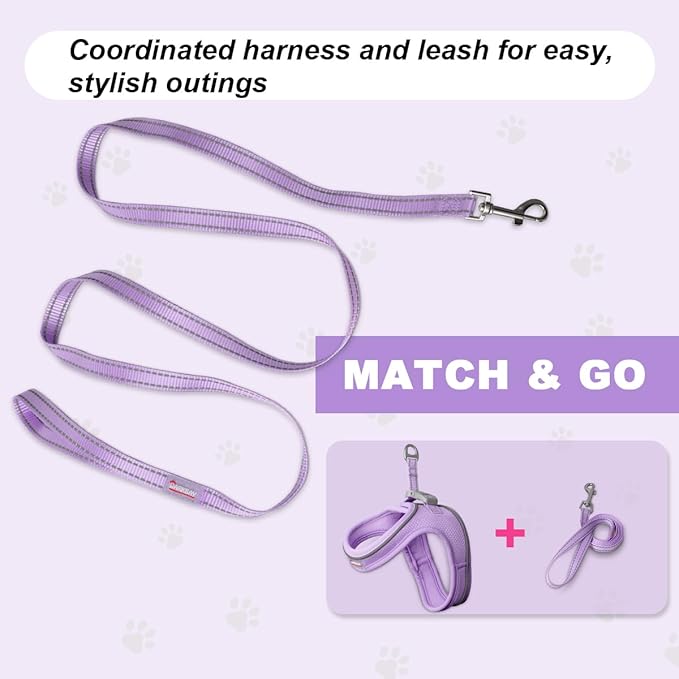 Cat Harness and Leash Set,Escape Proof Kitten Harness,Step in Adjustable Soft Lightweight,Easy Control,Reflective Strips Comfortable for Walking Travel(Violet Purple,XS)