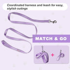Cat Harness and Leash Set,Escape Proof Kitten Harness,Step in Adjustable Soft Lightweight,Easy Control,Reflective Strips Comfortable for Walking Travel(Violet Purple,XS)