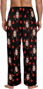 Artsadd Personalized Christmas Pajama Pants Socks for Men Custom Photo Pajama Bottoms for Men S-XXL