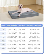 KSIIA XL Dog Bed for Crate Pad Waterproof Dog Bed with Removable Washable Cover, Egg Crate Foam and Non-Slip Bottom, 41x27 Inch, Dark Gray