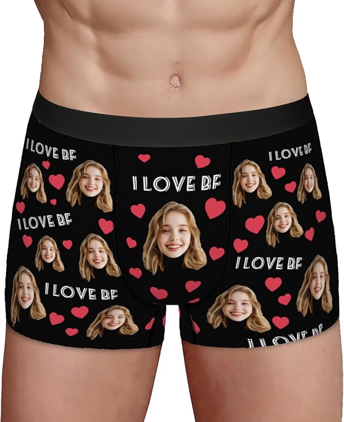 Personalized Underwear for Men with Face Custom Face Boxers Customized Boxer Briefs Funny Gifts for Him Husband Boyfriend