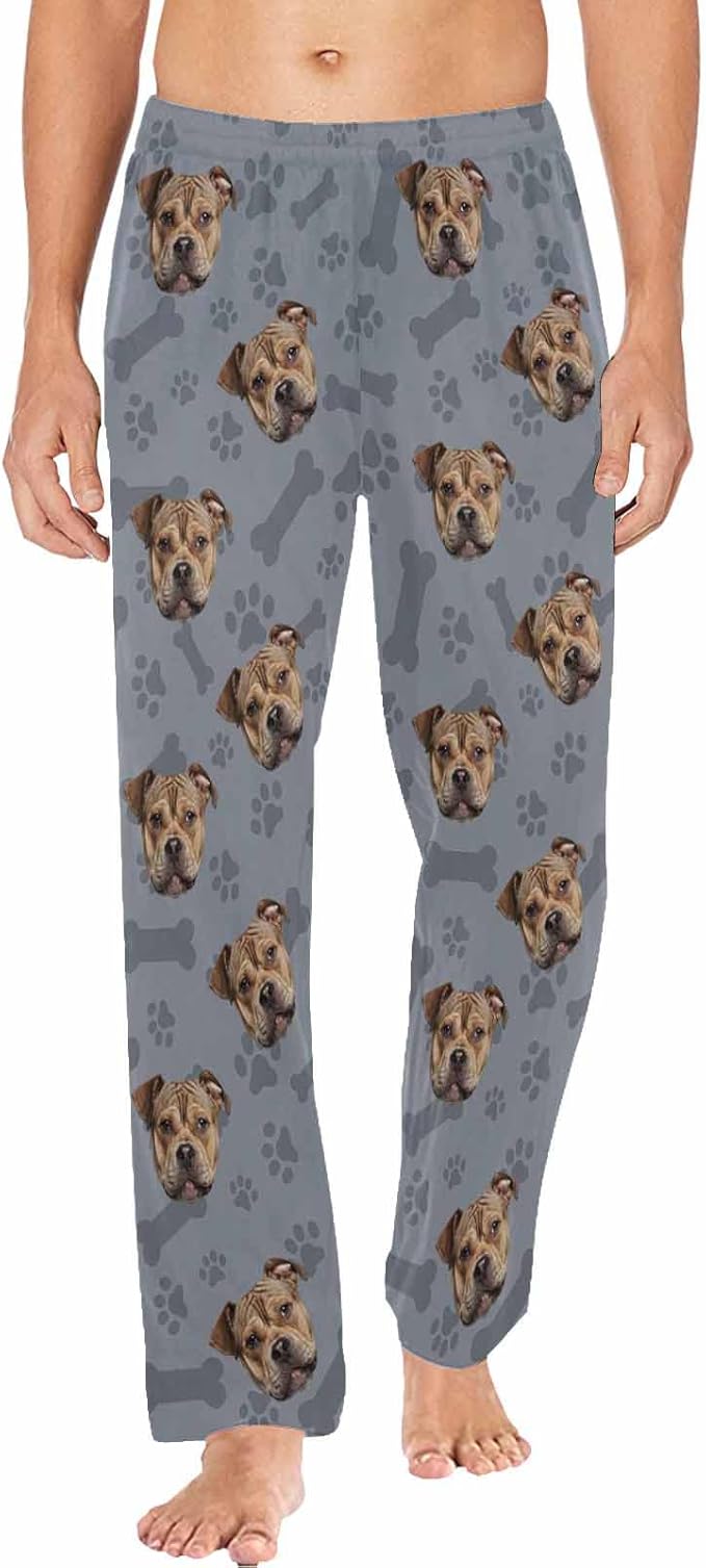 MyPupSocks Custom Pet Face Pajamas Pants Photo Pajama Bottoms for Men S-XXL