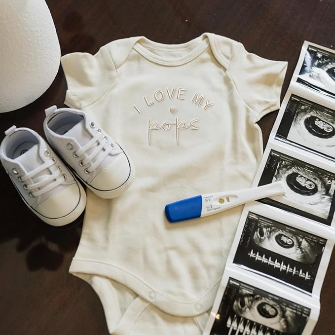 COUPLEHOODIES Personalized Baby Onesie Bodysuit – Custom Embroidery Gift for Pregnancy Reveal Baby Shower or First Grandchild