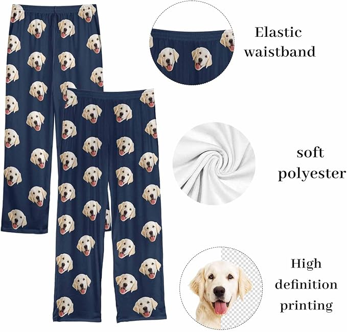 Custom Couple Pajama Pants Sock with Funny Face, Personalized PJ Anniversary Birthday Women Men Pants