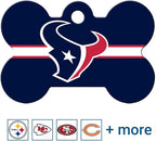 GoTags Personalized Houston Texans Dog Tag, Brass Metal Bone Shape Pet ID Tag Engraved with Name and Custom Text, Every NFL Football Team Pet Apparel (Large)