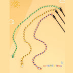 KABASI 3PCS Cat String Wand Toys, Colorful Interactive Cats Teaser Wand with Bell, Plush Srtip Teaser Toy Cat Rope Stick for Indoor Kitten Having Fun Exerciser Playing
