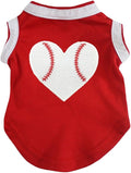 Petitebella Baseball Heart Puppy Dog Shirt (Red, Large)
