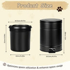 5L/1.3 Gal Dog Poop Trash Can with Lid - Stainless Steel Outdoor Pet Waste Bin, Step Pedal Soft Close Garbage Can for Backyard, Bathroom, Office - Odor Control, Farmhouse Retro Style (Black)