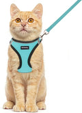 Rttochfy Cat Harness and Leash Set, Escape Proof Kitten Harness, Soft and Breathable Vest with Reflective Strip, Easy to Wear for Cats Walking and Traveling (BK Cyan, XS)