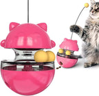 Cat Toy for Indoor Cats Wobble KittenTreat Dispensing Ball Food Dispenser Puzzle Slow Feeder Balls Kitty Stimulating Indoor Interactive Brain Game Toys Gift (Rose Red)