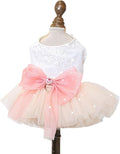 Fashion Sweet Puppy Dog Blingbling Princess Skirt Pet Dog Lace Cake Camisole Tutu Dress E-Pink L
