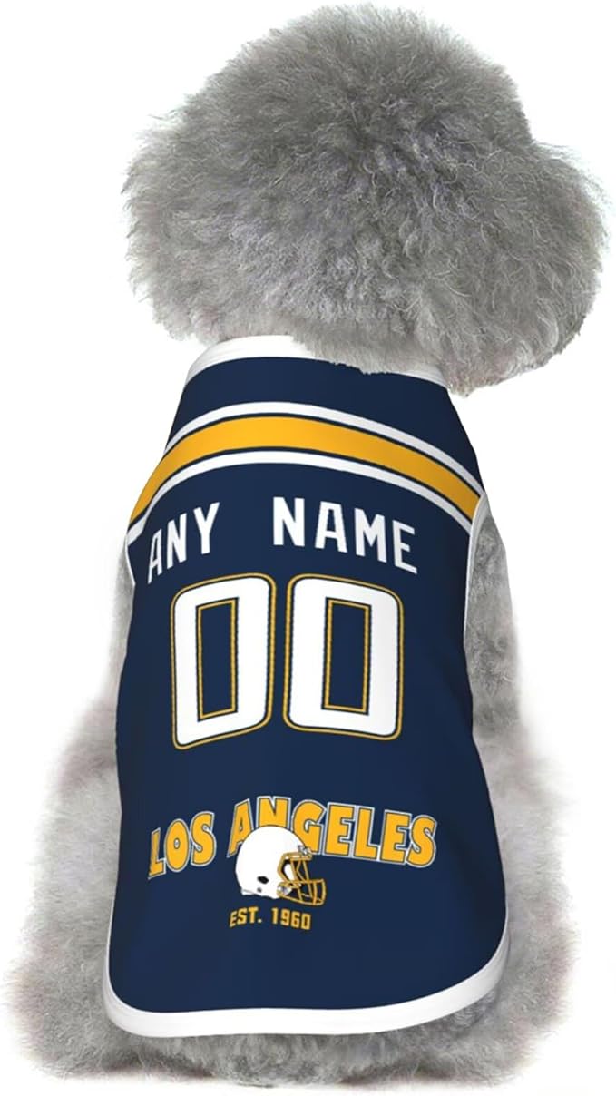 Los Angeles Dog Clothes Jersey Pet Jersey Customized Any Name & Number S-5XL for Small Middle and Big Dogs