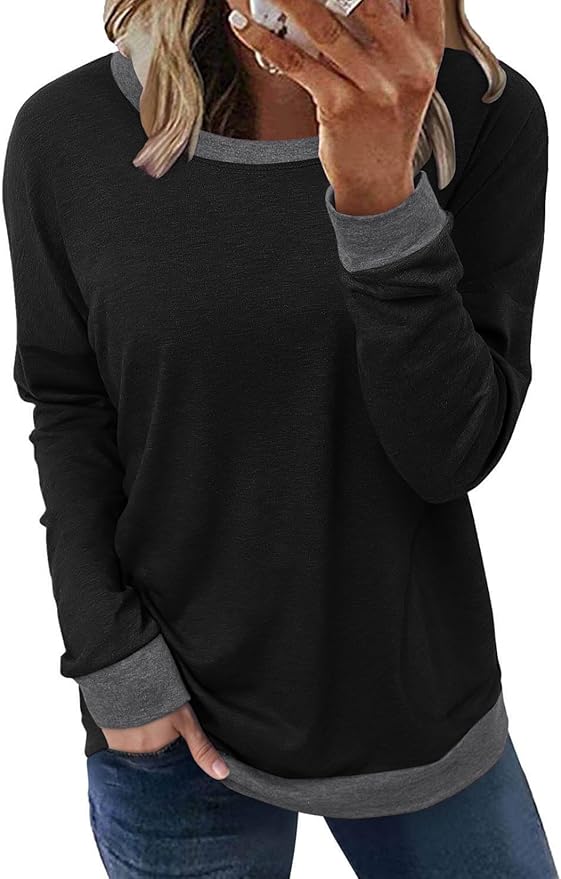 Akihoo Womens Casual Long Sleeve Tunic Tops Crew Neck Shirt Blouses