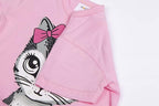 Mud Kingdom Little Girls Dresses Cotton Summer Holiday Cute Cat Dress Short Sleeve