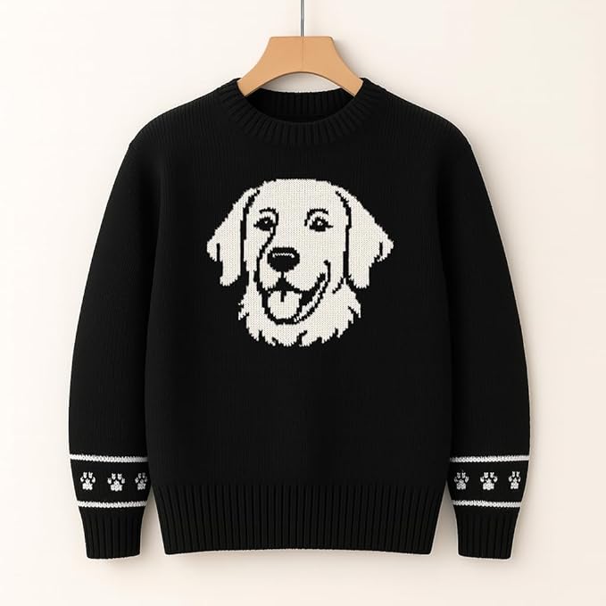 Custom Dog Knit Sweater for Women Personalized Pet Paw Print Pullover Dog Mom Gift Christmas for Pet Lovers